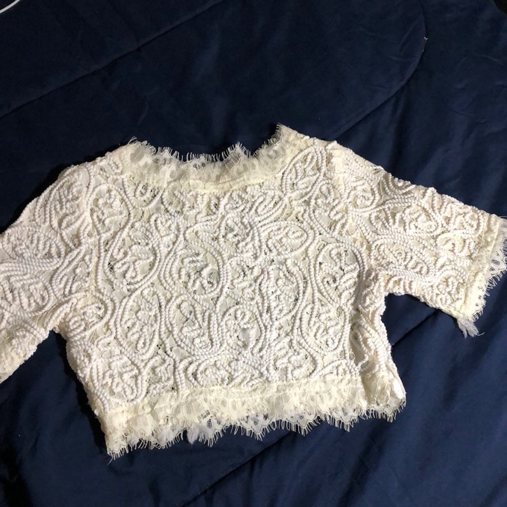 White see Thee crop top shirt with zip on the side